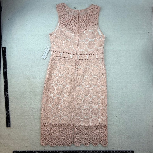 Premier Amour Womens Pink Crochet Lace Sheath Dress Size 16 NWT Barbie core - Picture 8 of 11